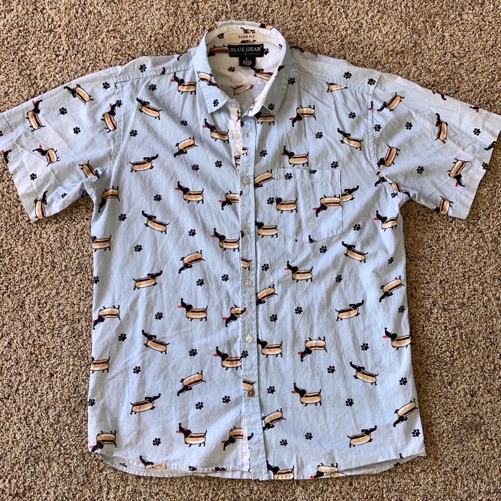 Men’s Blue Gear Hot Dog Shirt
